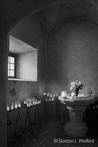 Chapel Candles_43728-31BW.jpg - Our Lady of Loreto Chapel in the Presidio La BahiaPhotographed at Goliad, Texas, USA.